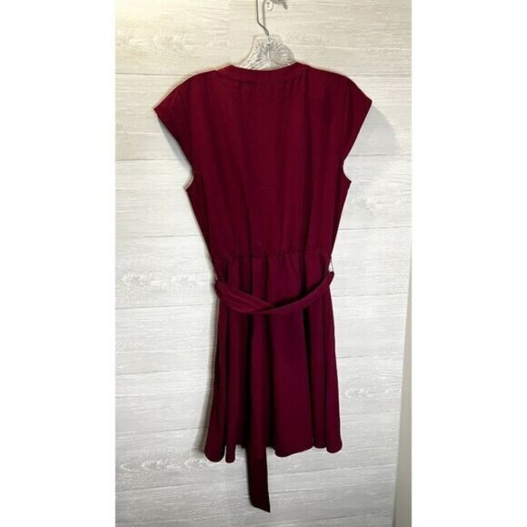 Maison Jules Cap Sleeve Pleated‎ V-neck Faux Wrap Tie Waist Dress - Picture 5 of 5